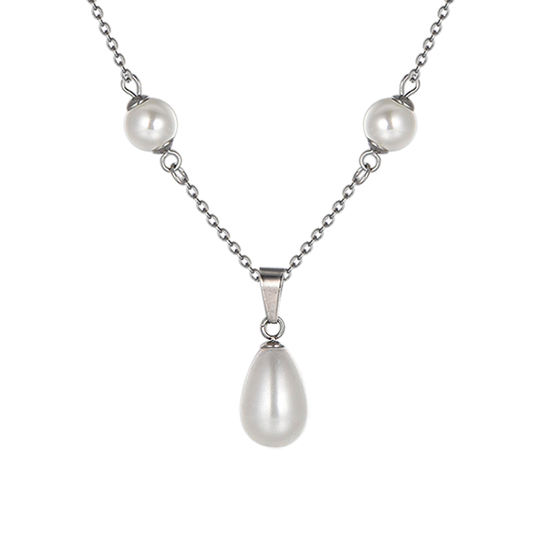 COLLIER EN ACIER AVEC PERLES POUR FEMMES
