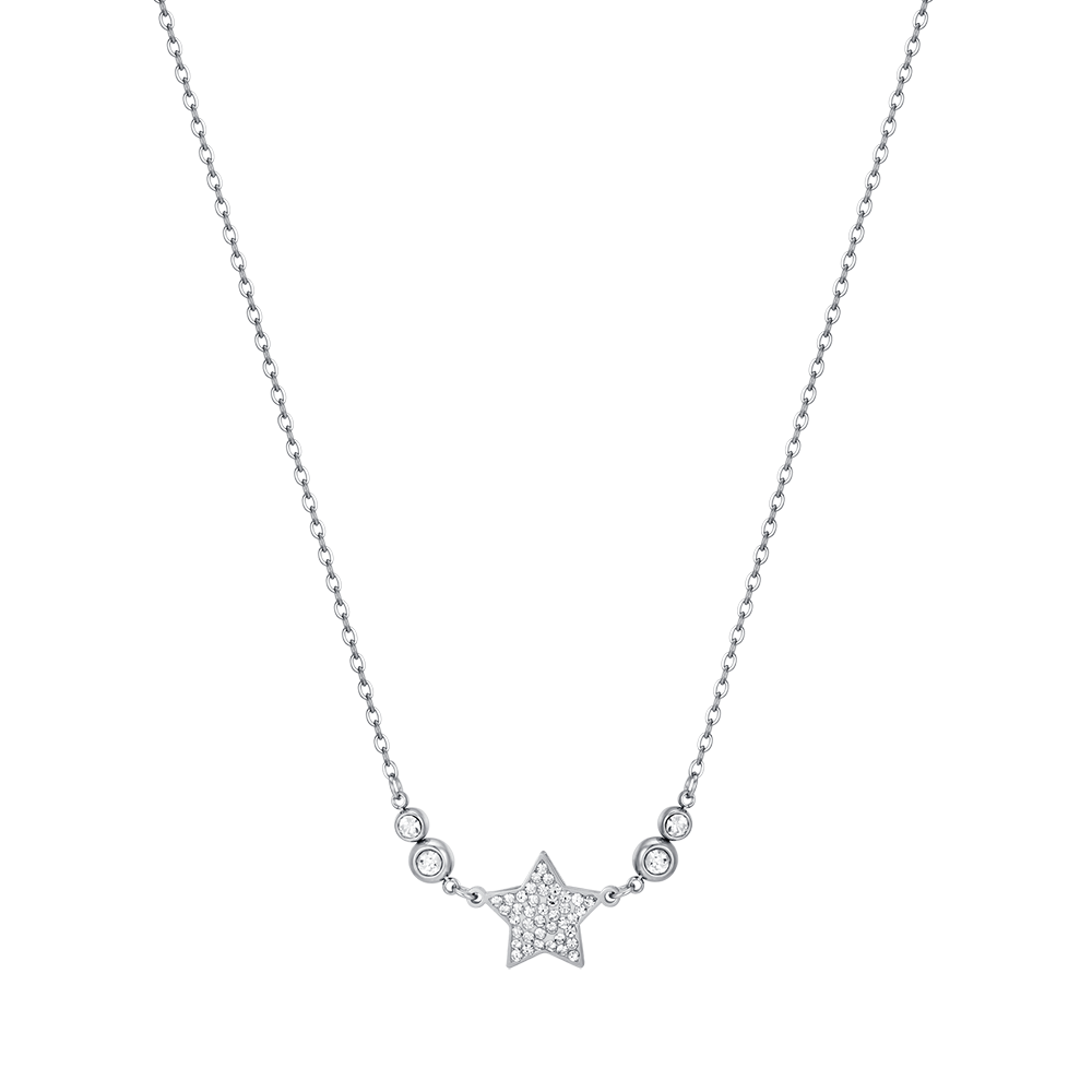 COLLIER POUR FEMME EN ACIER AVEC ÉTOILE AVEC CRISTAUX BLANCS Luca Barra