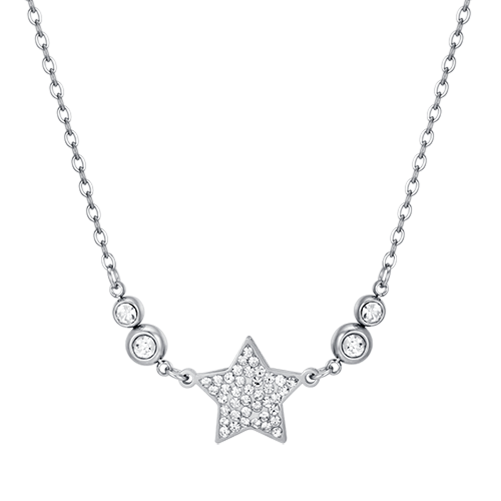 COLLIER POUR FEMME EN ACIER AVEC ÉTOILE AVEC CRISTAUX BLANCS Luca Barra