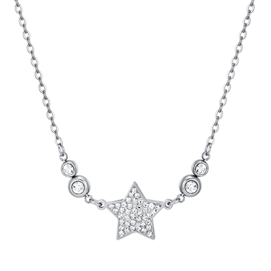 COLLIER POUR FEMME EN ACIER AVEC ÉTOILE AVEC CRISTAUX BLANCS Luca Barra