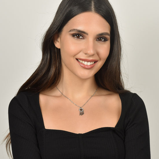 COLLIER ATTRAPE-RÊVES EN ACIER POUR FEMME AVEC CRISTAUX BLANCS