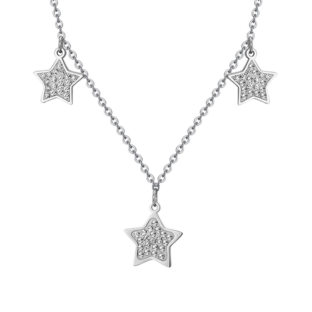 COLLIER ÉTOILE EN ACIER AVEC CRISTAUX BLANCS