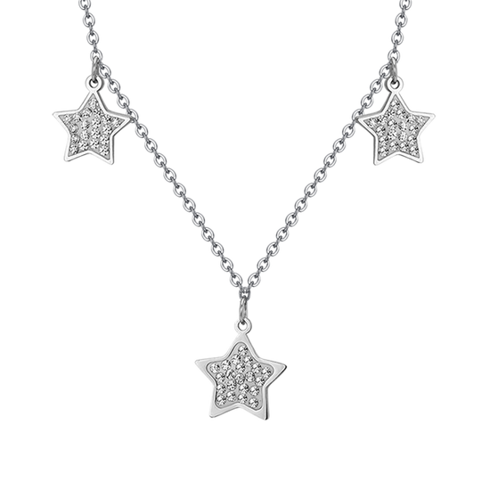COLLIER ÉTOILE EN ACIER AVEC CRISTAUX BLANCS