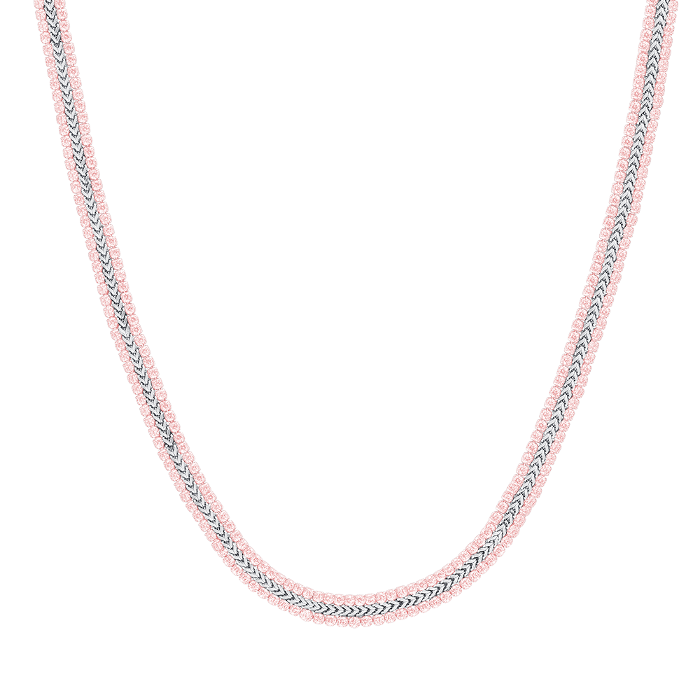 COLLANA  TENNIS DONNA IN ACCIAIO CON CRISTALLI ROSA Luca Barra