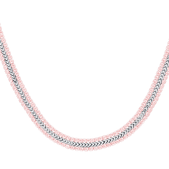 COLLIER DE TENNIS EN ACIER AVEC CRISTAUX ROSES POUR FEMMES