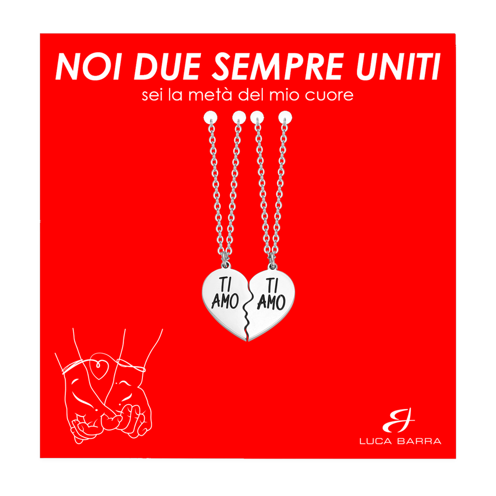 COLLIER COUPLE EN ACIER I LOVE YOU