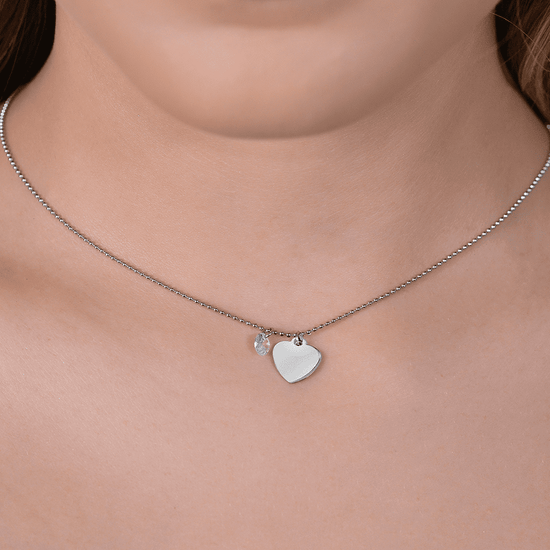 COLLANA DONNA IN ACCIAIO CON CUORE E ZIRCONE BIANCO