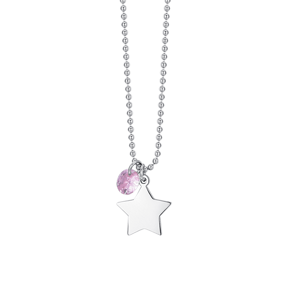 COLLANA DONNA IN ACCIAIO CON STELLA E ZIRCONE ROSA Luca Barra