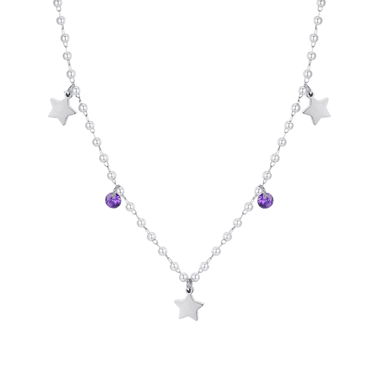 COLLIER DE PERLES EN ACIER AVEC ÉTOILES