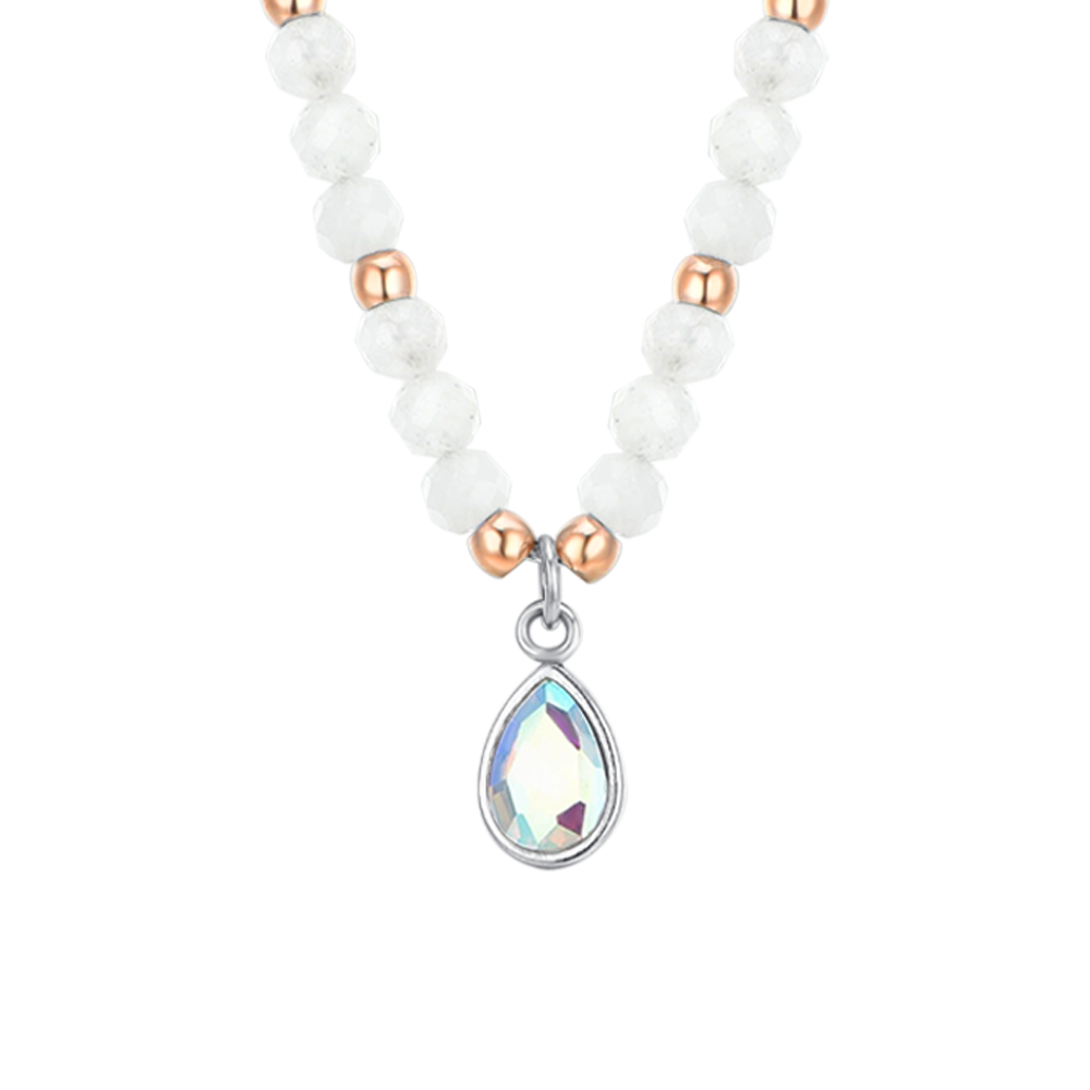 COLLIER EN ACIER AGATE BLANCHE