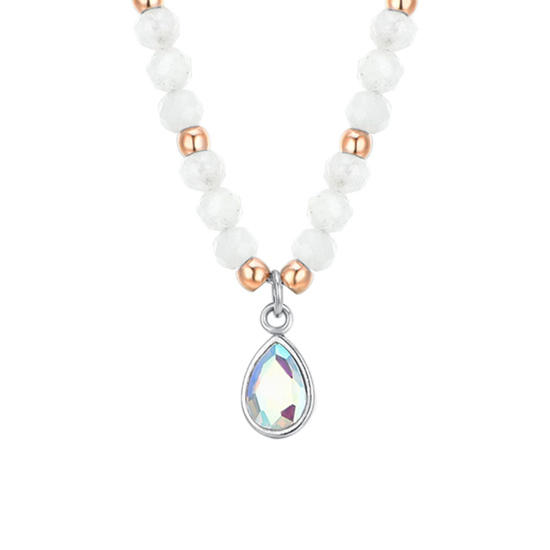 COLLIER EN ACIER AGATE BLANCHE