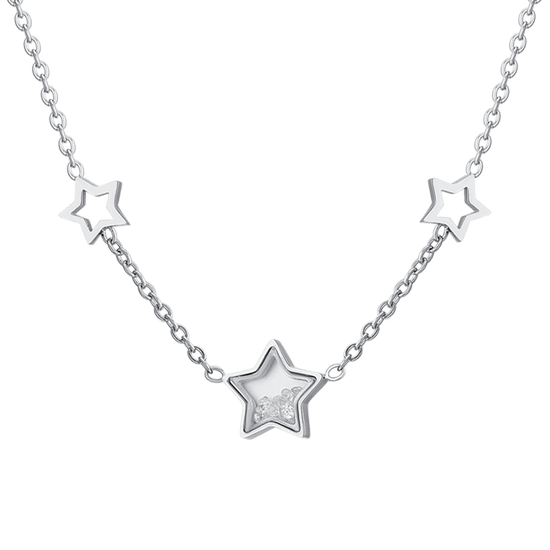 COLLIER FEMME ÉTOILES EN ACIER ET ZIRCON CUBIQUE