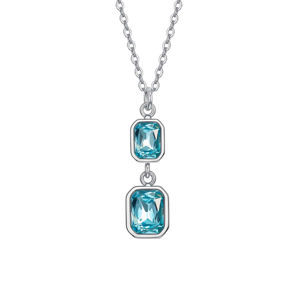 COLLANA DONNA IN ACCIAIO CON CRISTALLI ACQUA MARINA