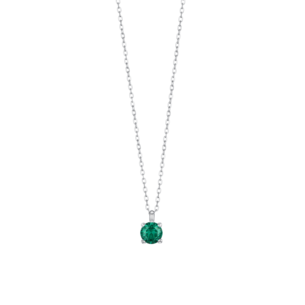 COLLANA DONNA IN ACCIAIO  ZIRCONE VERDE