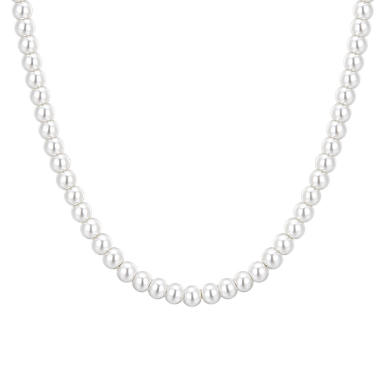 COLLIER FEMME EN ACIER AVEC PERLES BLANCHES
