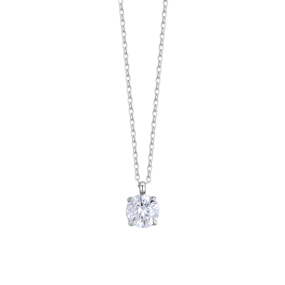 COLLANA DONNA IN ACCIAIO  CON CRISTALLO BIANCO
