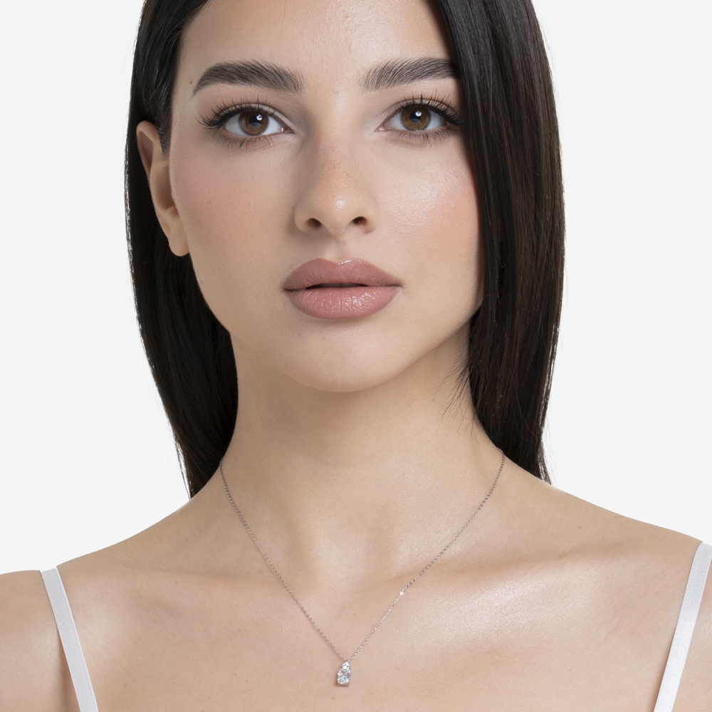 COLLANA DONNA IN ACCIAIO CON ZIRCONI BIANCHI