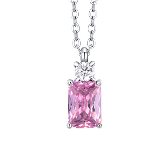 COLLANA DONNA IN ACCIAIO CON ZIRCONI ROSA E BIANCO