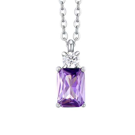 COLLANA DONNA IN ACCIAIO CON ZIRCONI VIOLA E BIANCO