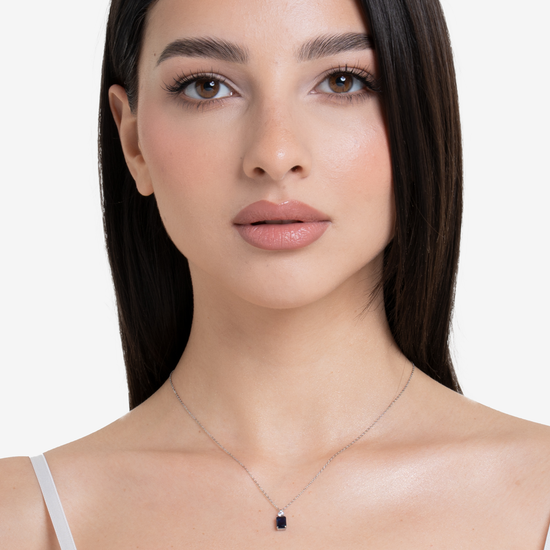 COLLANA DONNA IN ACCIAIO CON ZIRCONI BLU E BIANCO