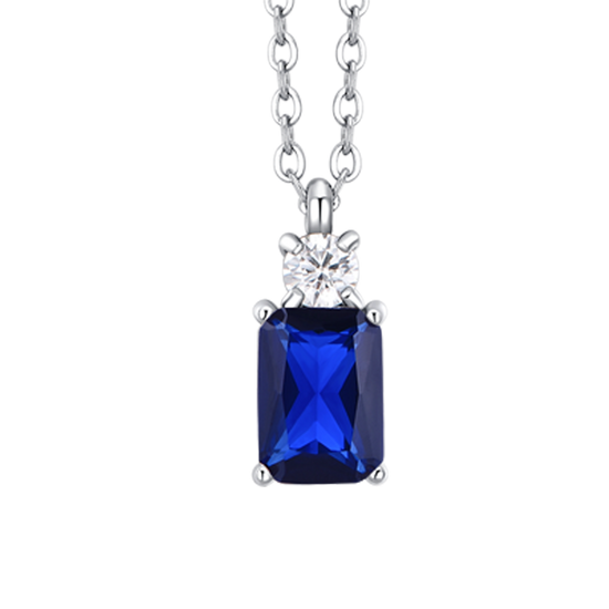 COLLANA DONNA IN ACCIAIO CON ZIRCONI BLU E BIANCO