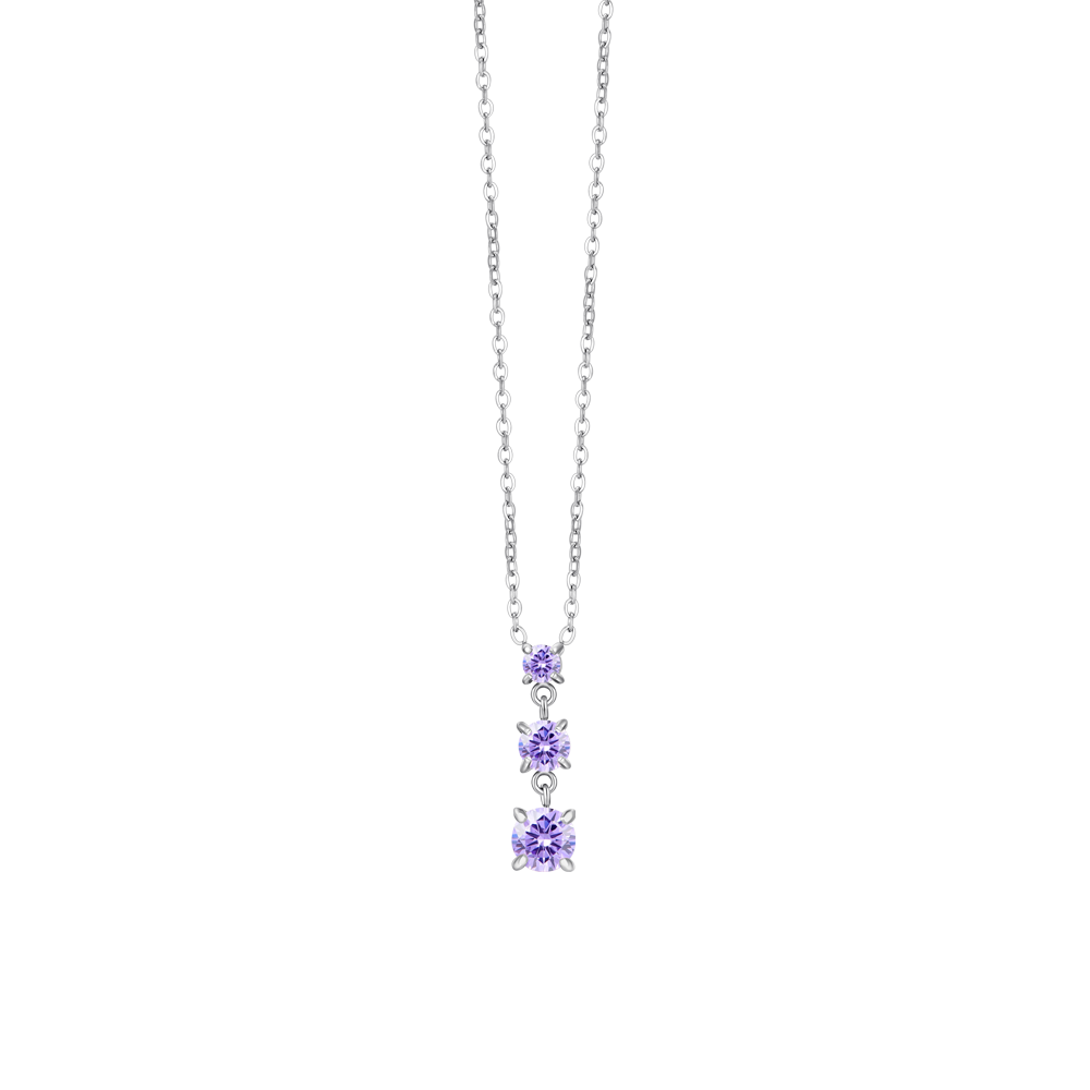 COLLANA DONNA IN ACCIAIO CON ZIRCONI VIOLA
