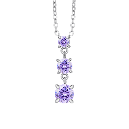 COLLANA DONNA IN ACCIAIO CON ZIRCONI VIOLA