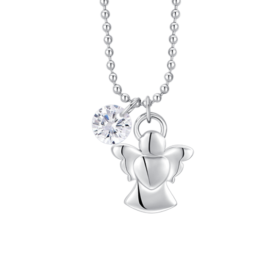 COLLANA DONNA IN ACCIAIO CON ANGELO E ZIRCONE BIANCO