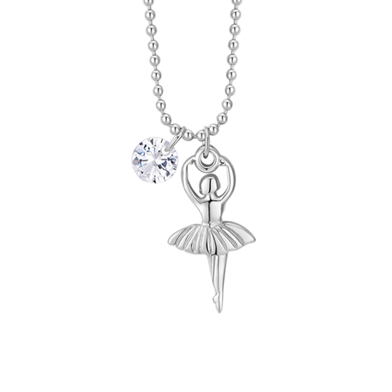 COLLANA DONNA IN ACCIAIO CON BALLERINA E ZIRCONE BIANCO