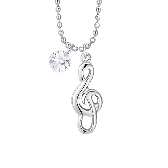 COLLANA DONNA IN ACCIAIO CON NOTA MUSICALE E ZIRCONE BIANCO