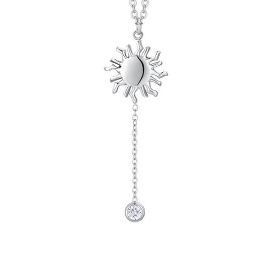 COLLANA DONNA IN ACCIAIO CON SOLE E CRISTALLO BIANCO
