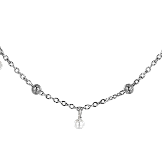 COLLIER FEMME EN ACIER AVEC PERLES BLANCHES