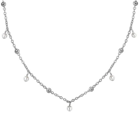 COLLIER FEMME EN ACIER AVEC PERLES BLANCHES