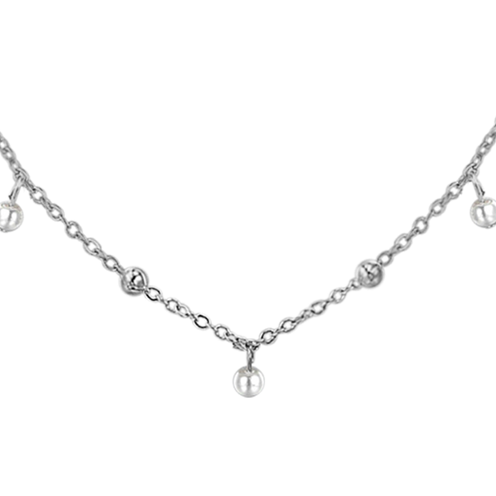 COLLIER FEMME EN ACIER AVEC PERLES BLANCHES