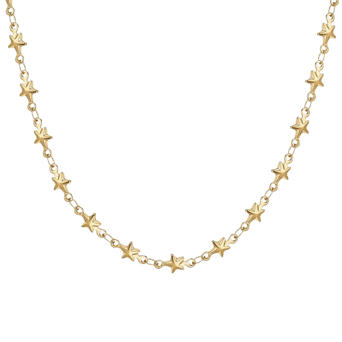 IP OR ACIER COLLIER POUR FEMME AVEC ÉTOILES