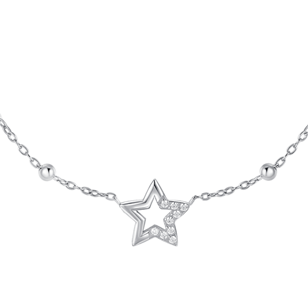 COLLANA DONNA IN ACCIAIO CON STELLA E PUNTI LUCE IN ZIRCONE BIANCO