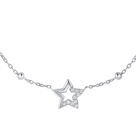 COLLANA DONNA IN ACCIAIO CON STELLA E PUNTI LUCE IN ZIRCONE BIANCO