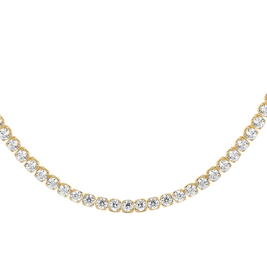 COLLANA TENNIS DONNA IN ACCIAIO CON ZIRCONI BIANCHI COLORE ORO