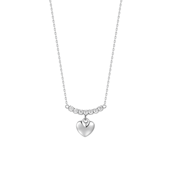 COLLANA DONNA IN ACCIAIO CON CUORE E ZIRCONI BIANCHI