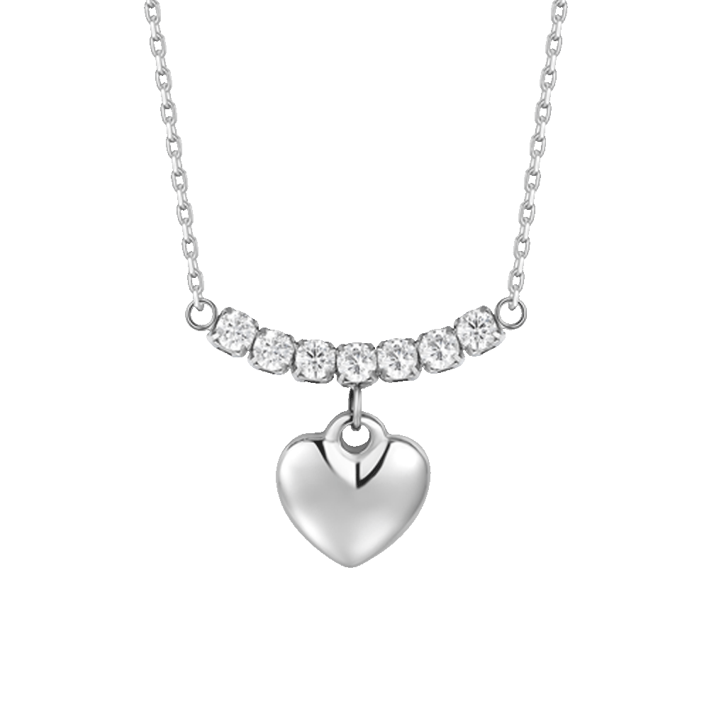 COLLANA DONNA IN ACCIAIO CON CUORE E ZIRCONI BIANCHI