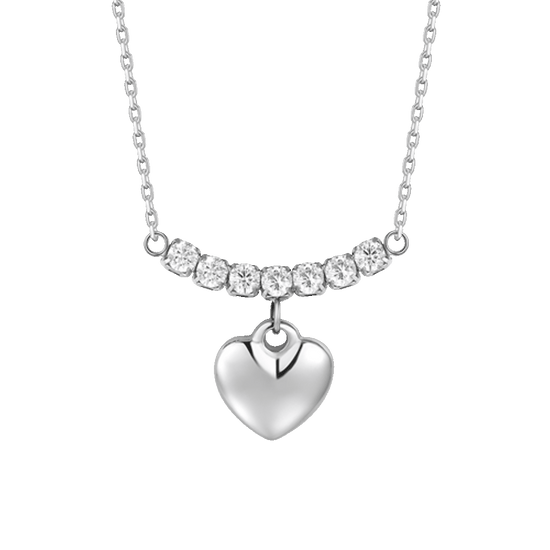 COLLANA DONNA IN ACCIAIO CON CUORE E ZIRCONI BIANCHI