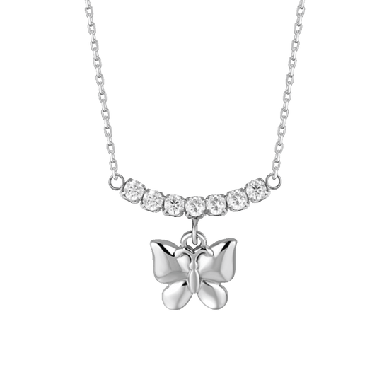COLLANA DONNA IN ACCIAIO CON FARFALLA E ZIRCONI BIANCHI
