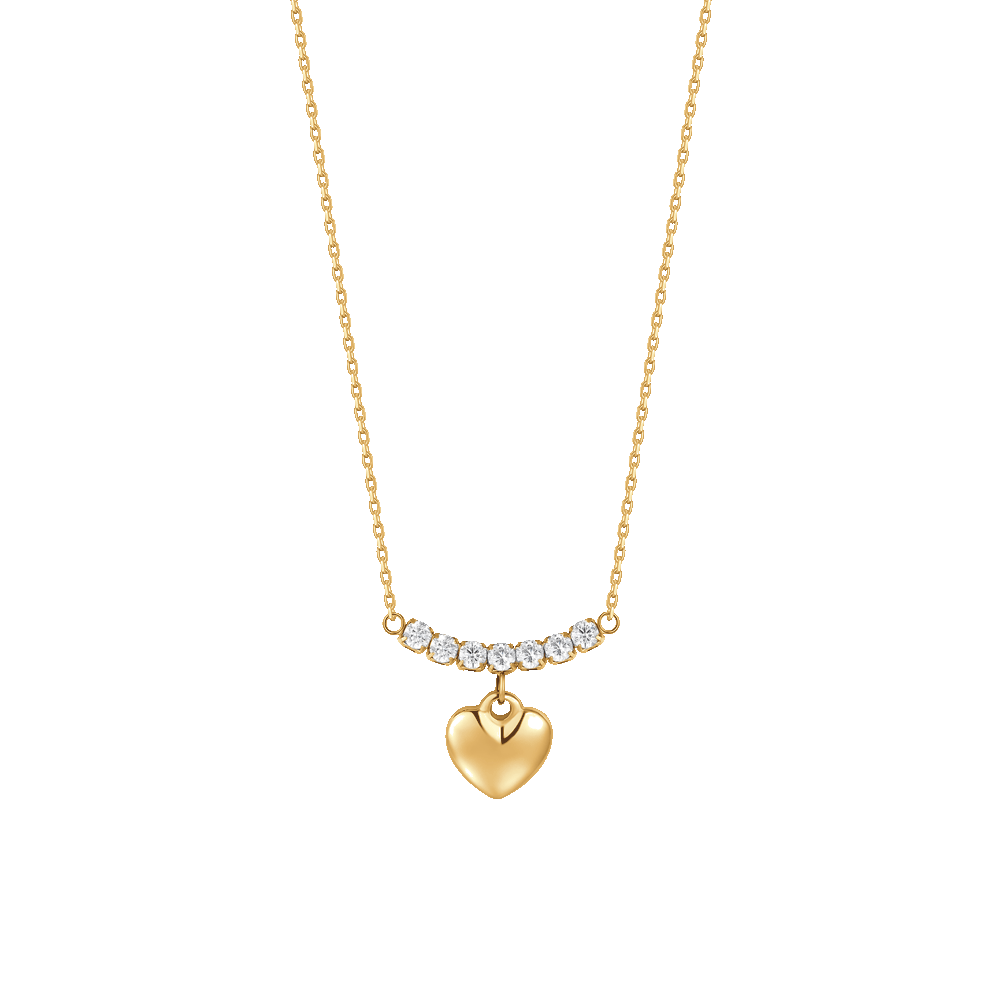 COLLANA DONNA IN ACCIAIO IP GOLD CON CUORE E ZIRCONI BIANCHI
