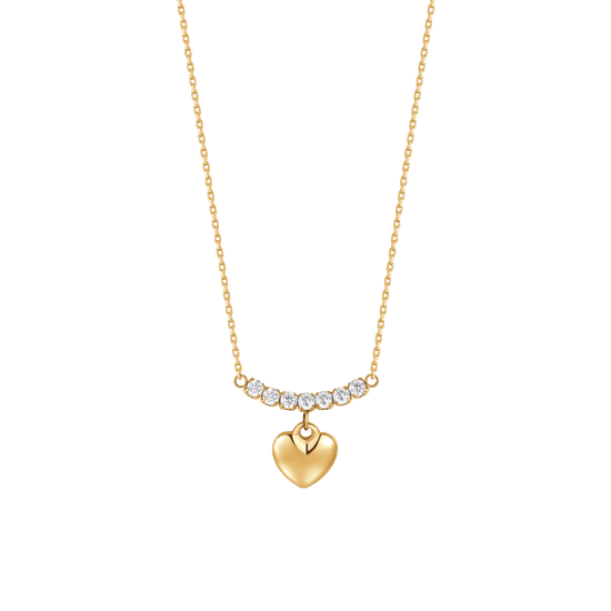 COLLANA DONNA IN ACCIAIO IP GOLD CON CUORE E ZIRCONI BIANCHI