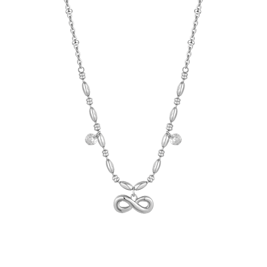 COLLANA DONNA IN ACCIAIO CON INFINITO E ZIRCONI BIANCHI
