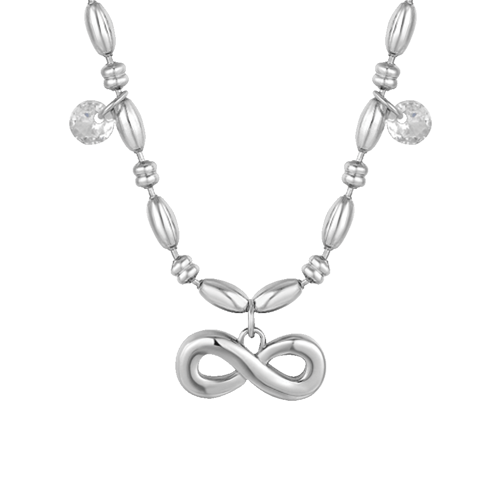COLLANA DONNA IN ACCIAIO CON INFINITO E ZIRCONI BIANCHI