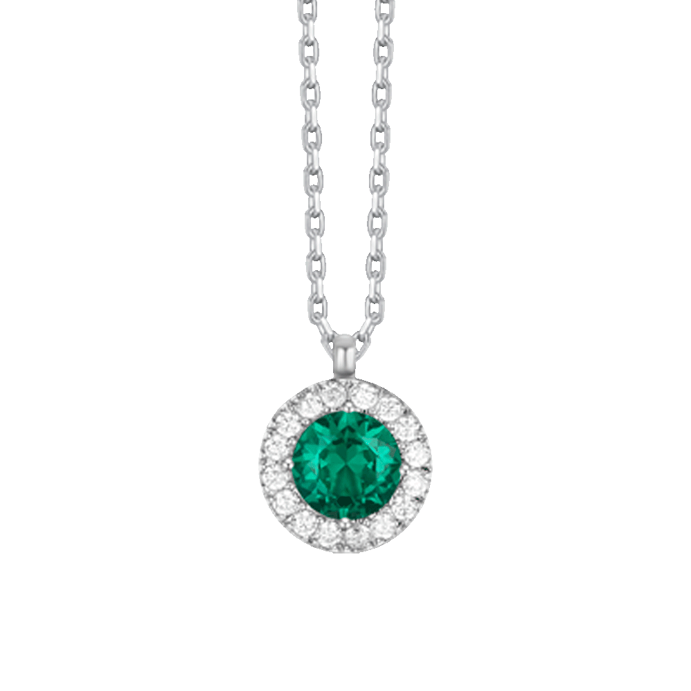 COLLANA DONNA IN ACCIAIO CON ELEMENTO CON ZIRCONI VERDI E BIANCHI