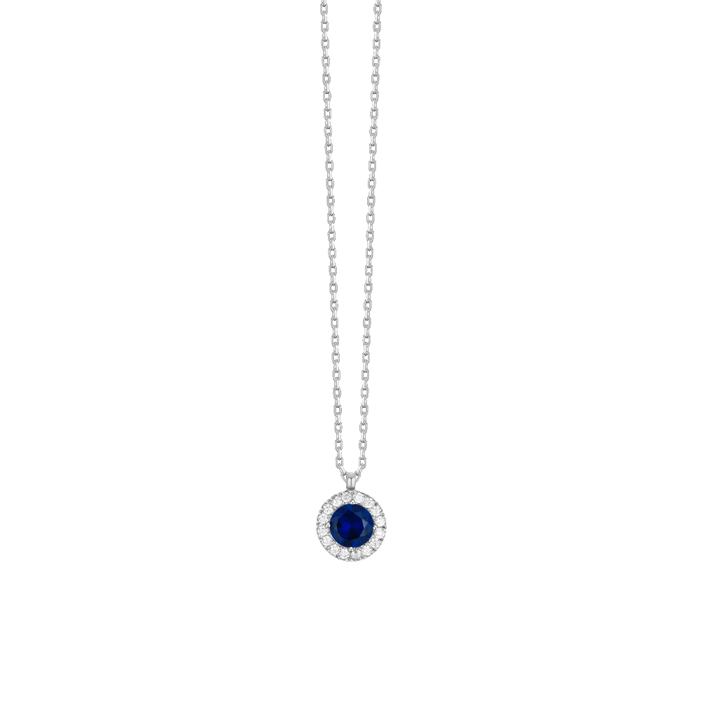 COLLANA DONNA IN ACCIAIO CON ELEMENTO CON ZIRCONI BLU E BIANCHI