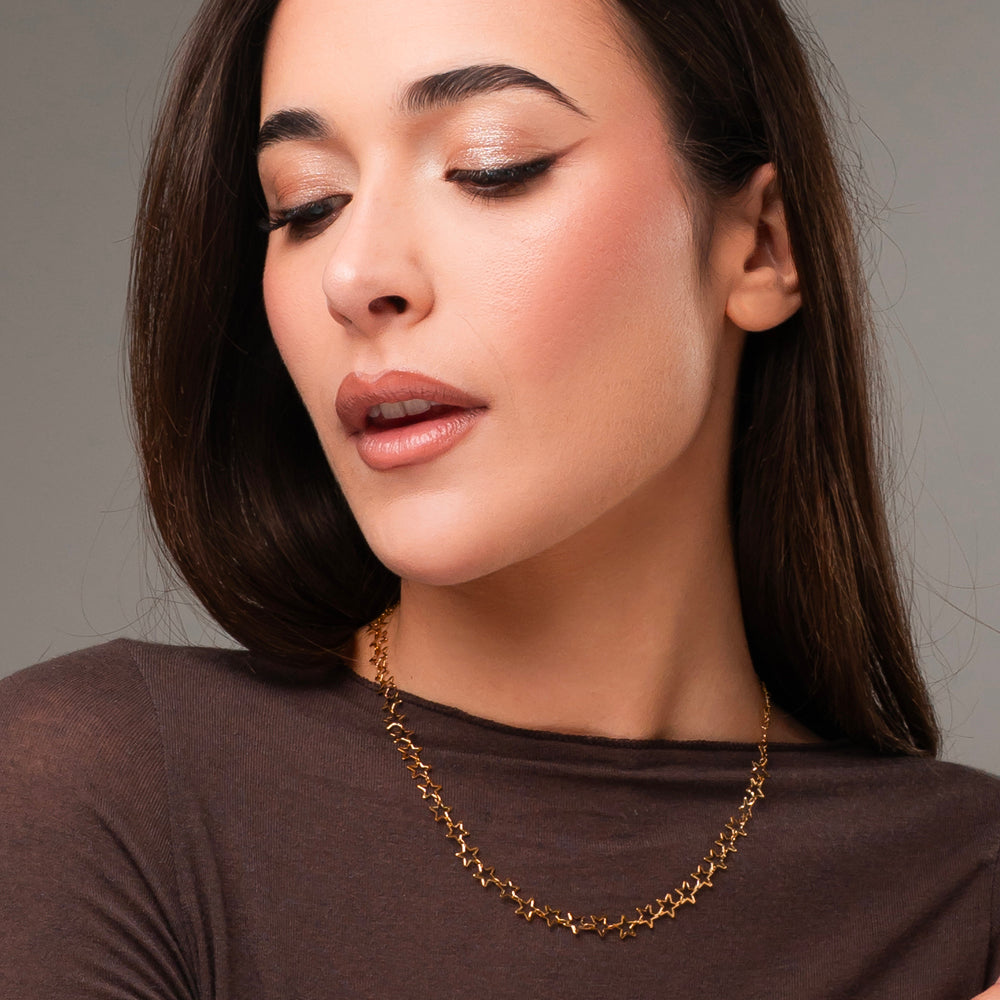 IP OR ACIER COLLIER POUR FEMME AVEC ÉTOILES