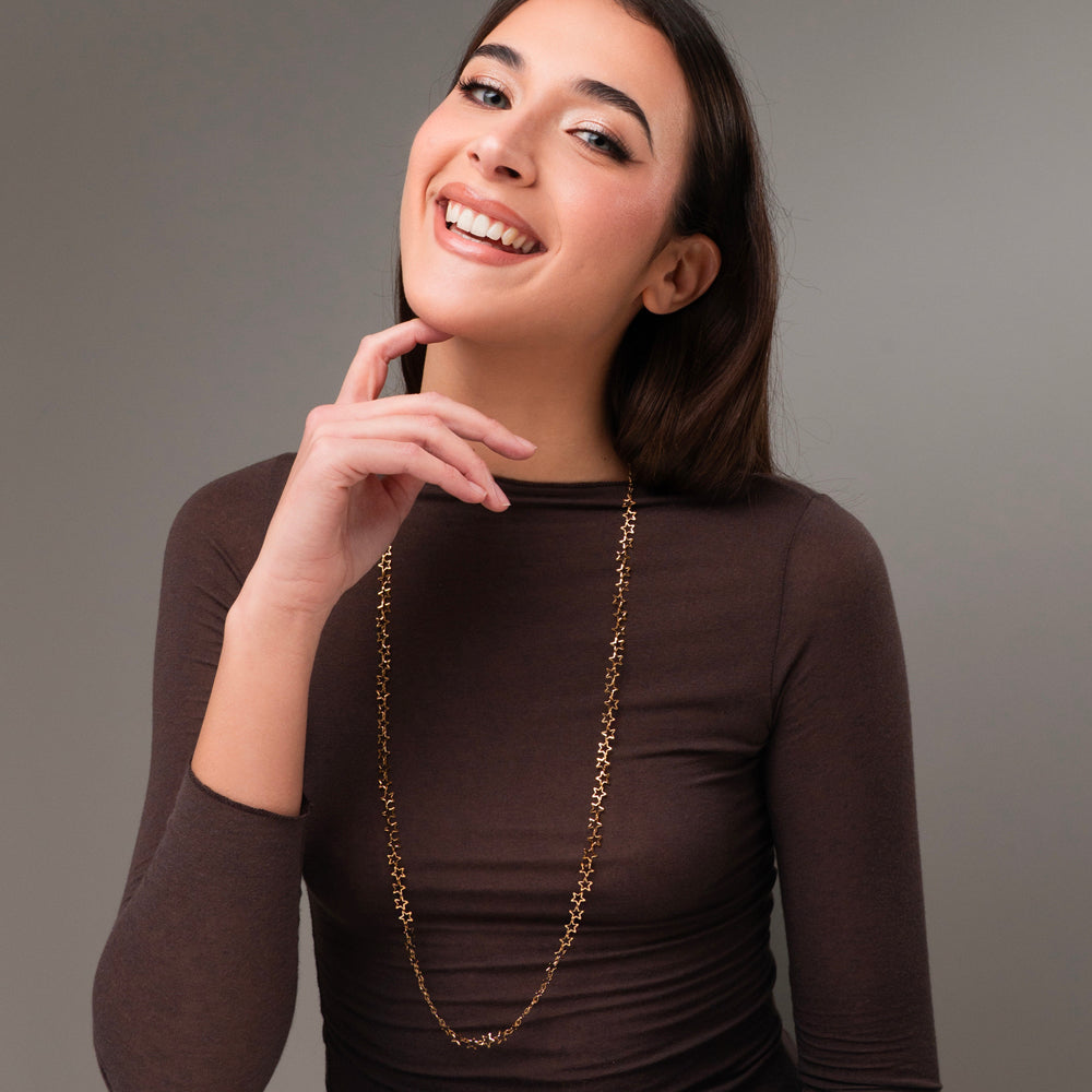 IP OR ACIER COLLIER POUR FEMME AVEC ÉTOILES